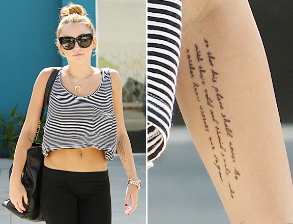 Miley Cyrus Gets A Famous Roosevelt Tattoo to Express Her Lifes Struggle For Greatness