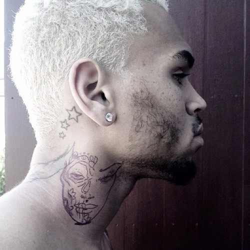 Chris brown neck tattoo clear