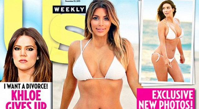 Kim Kardashian Flaunts Her Post-Baby Bikini Body On The Cover Of Us Weekly