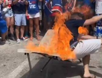 Football Fans Continue To Display Their Poor Decision-Making With Flaming Table Stunt