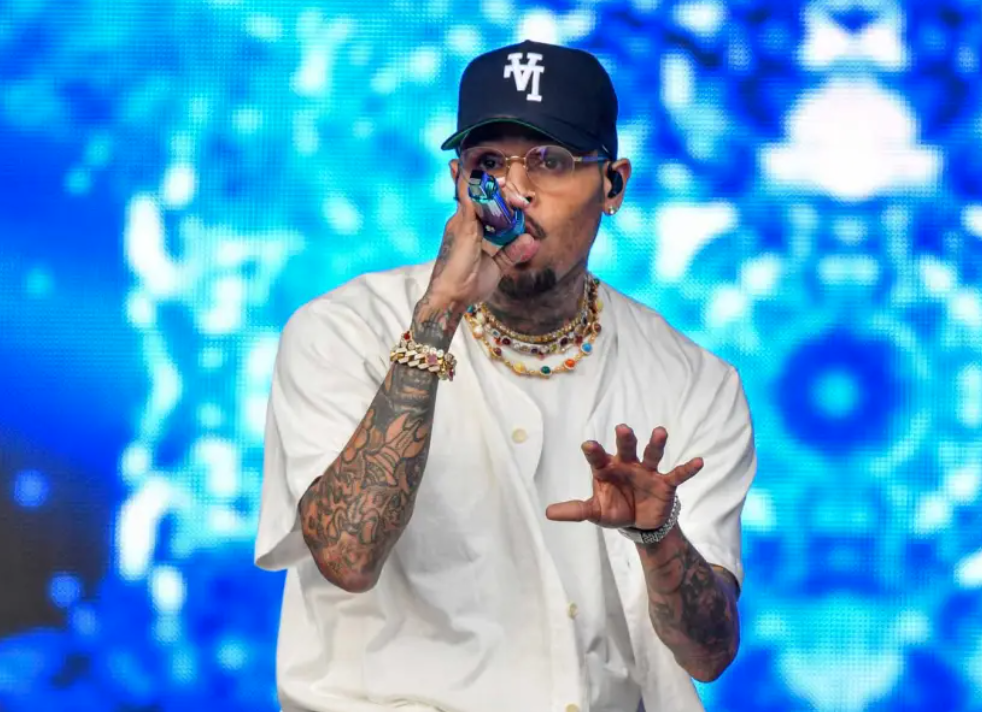 Chris Brown Gets Stuck High In The Air During Concert, Saved By Ladder
